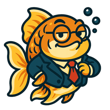 Fish — a fancy oranda goldfish in reading glasses and a power tie